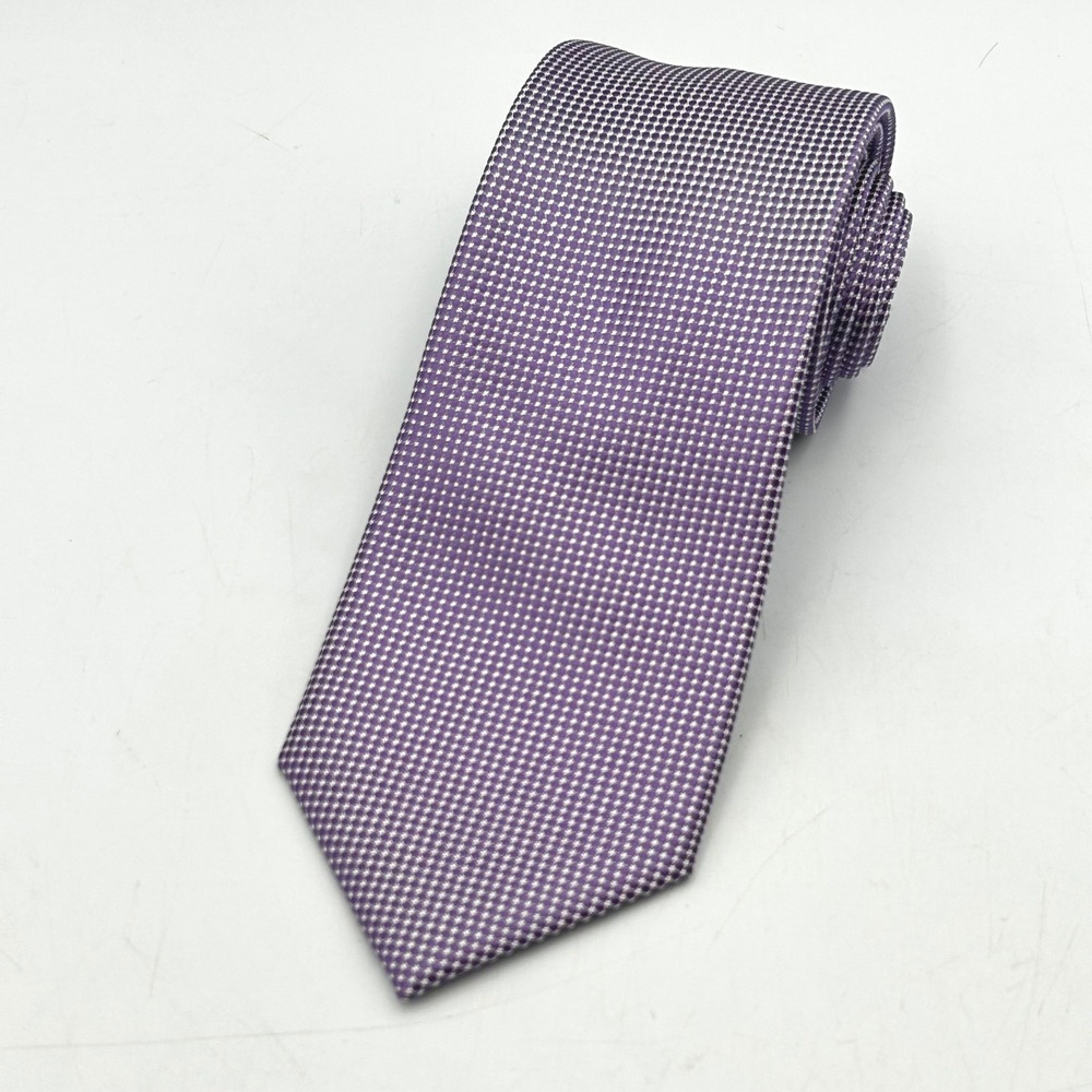 Tommy Hilfiger Necktie Purple Mens 3 Inch Wide Silk Micro Pattern EUC